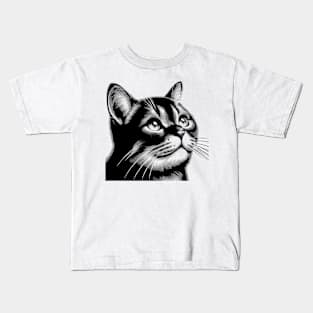 The Enigmatic Stare of the Black Cat Kids T-Shirt